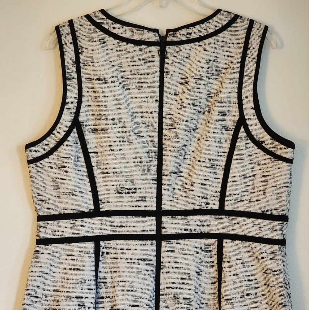 Dana Buchman Sheath Dress White Black Contrast Trim Zip Hook & Eye (NWT) Sz 16 - Picture 8 of 13